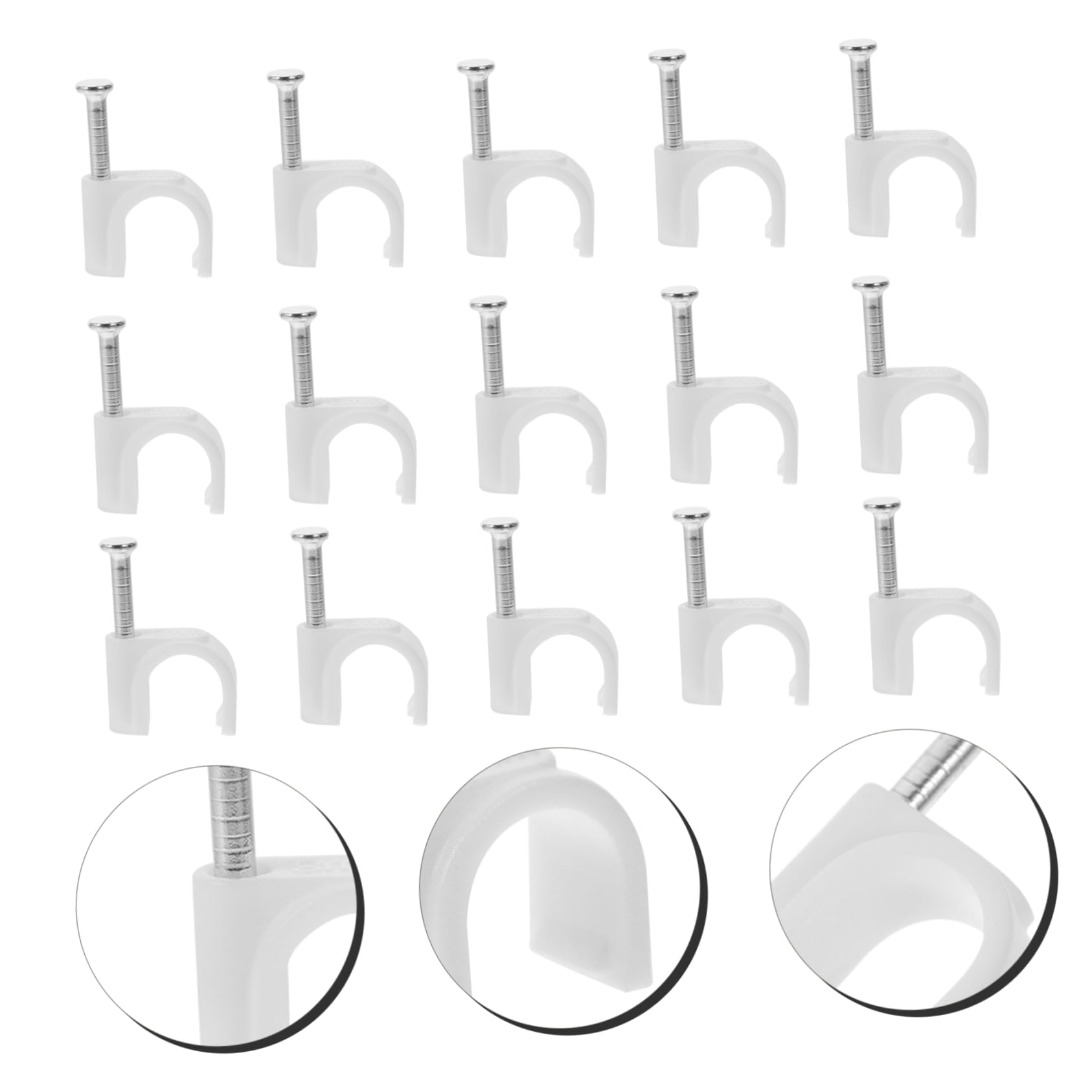 HOMSFOU 1500pièces Clips De Câbles Muraux Clips Éthernet Supports De Fil Installation Facile Avec Clous Organisation De Câbles Pour Bureau Et Maison