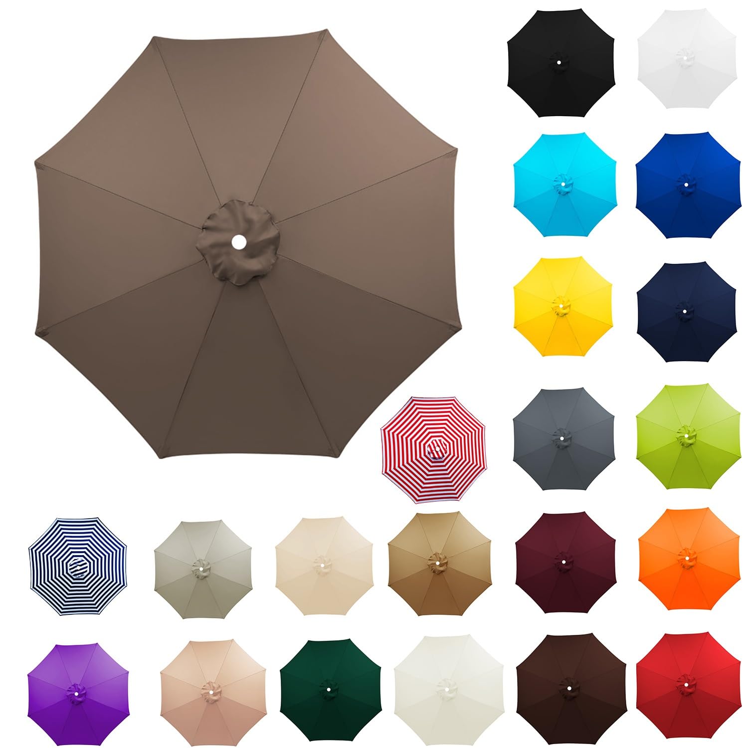 Replacement Parasol Canopy For 8 Arms, Strong and Thicck Garden Umbrella Replacement Cover, UV Protection Waterproof, Umbrella Covers For Garden Deck Backyard Pool(Dark Gray Tan,8.86ft)