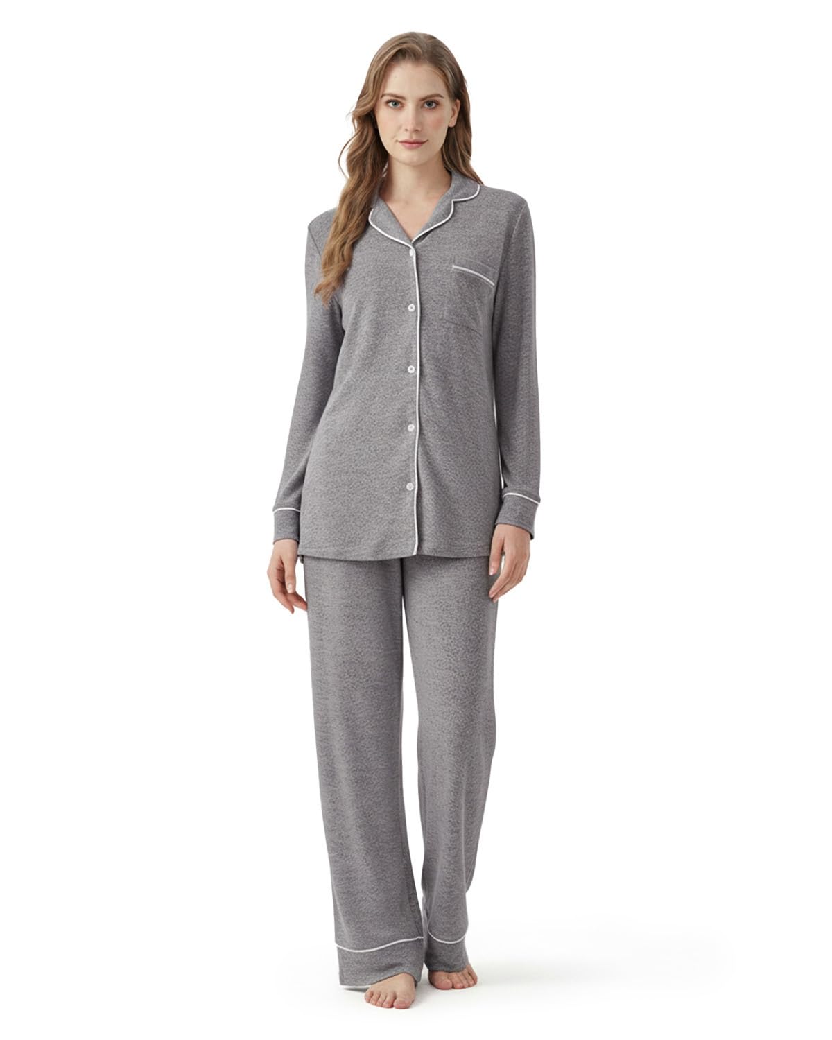 Zylioo Tall Damen Schlafanzug Zweiteiler Extra Lang Pyjama Set Langarm Hausanzug Loungewear Sleepwear