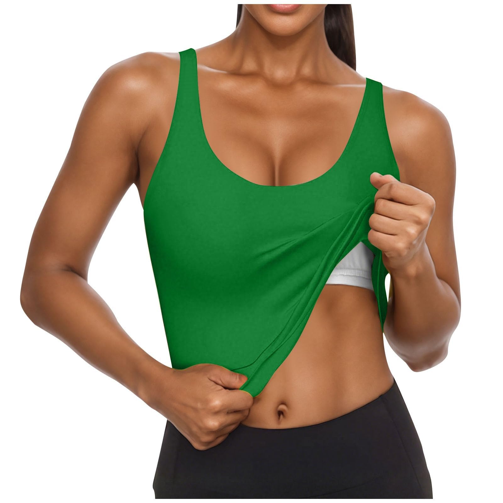 Camisola Tops para Mujer UK Soporte Levantamiento Algodón Sujetador Incorporado Cuello Cuadrado Chaleco Cami Correa Luz Agregar Acolchado Sin Mangas Tiras Yoga Ajuste Seco Moda Casual Gimnasio
