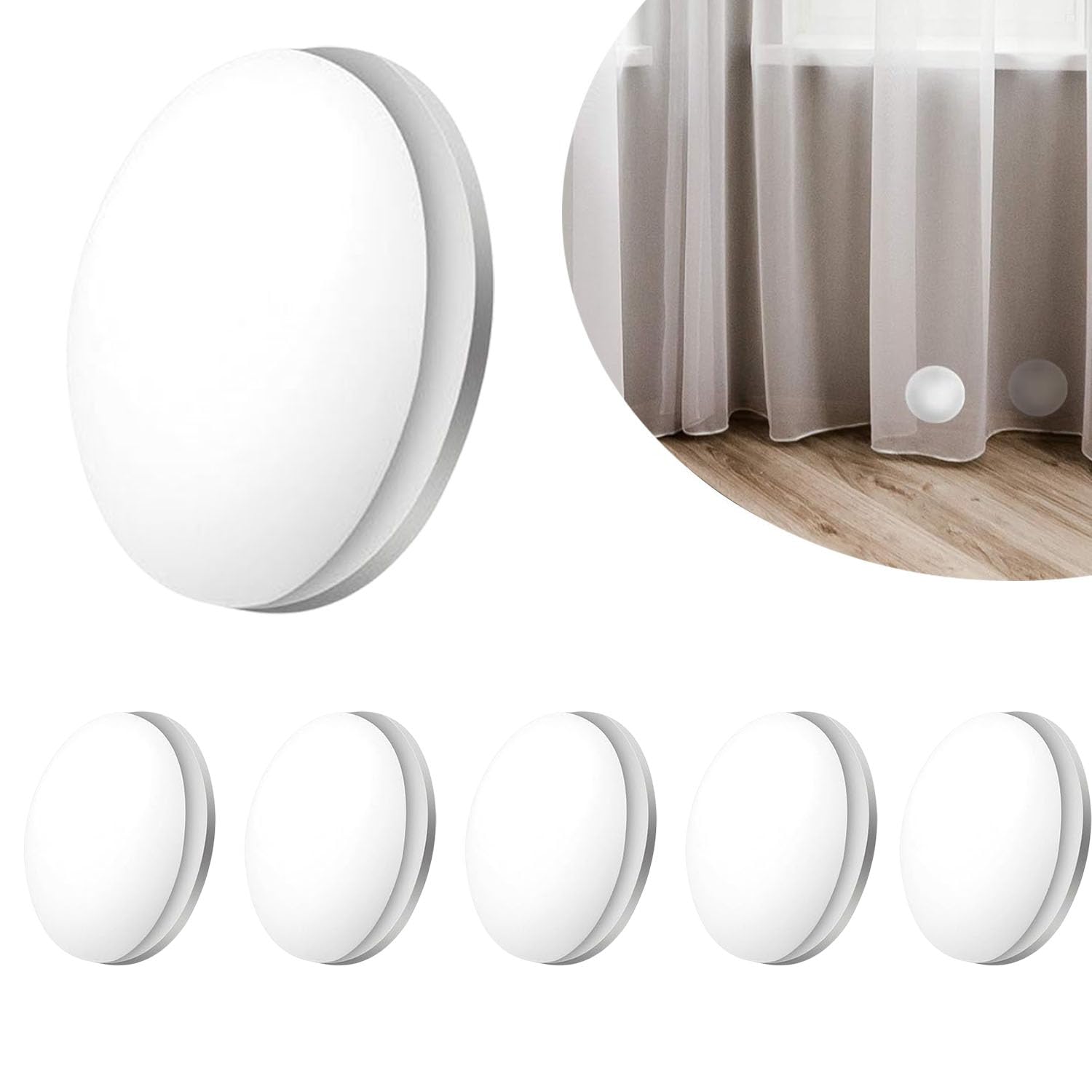 BUWUSMU 6 Sets Magnetic Curtain Weights, Plastic Covered Heavy Duty No Sew Shower Curtain Magnets and Avoid Blowing Around, Work for Drapery, Tablecloth, Flag, Outdoor Curtain Liner (White)