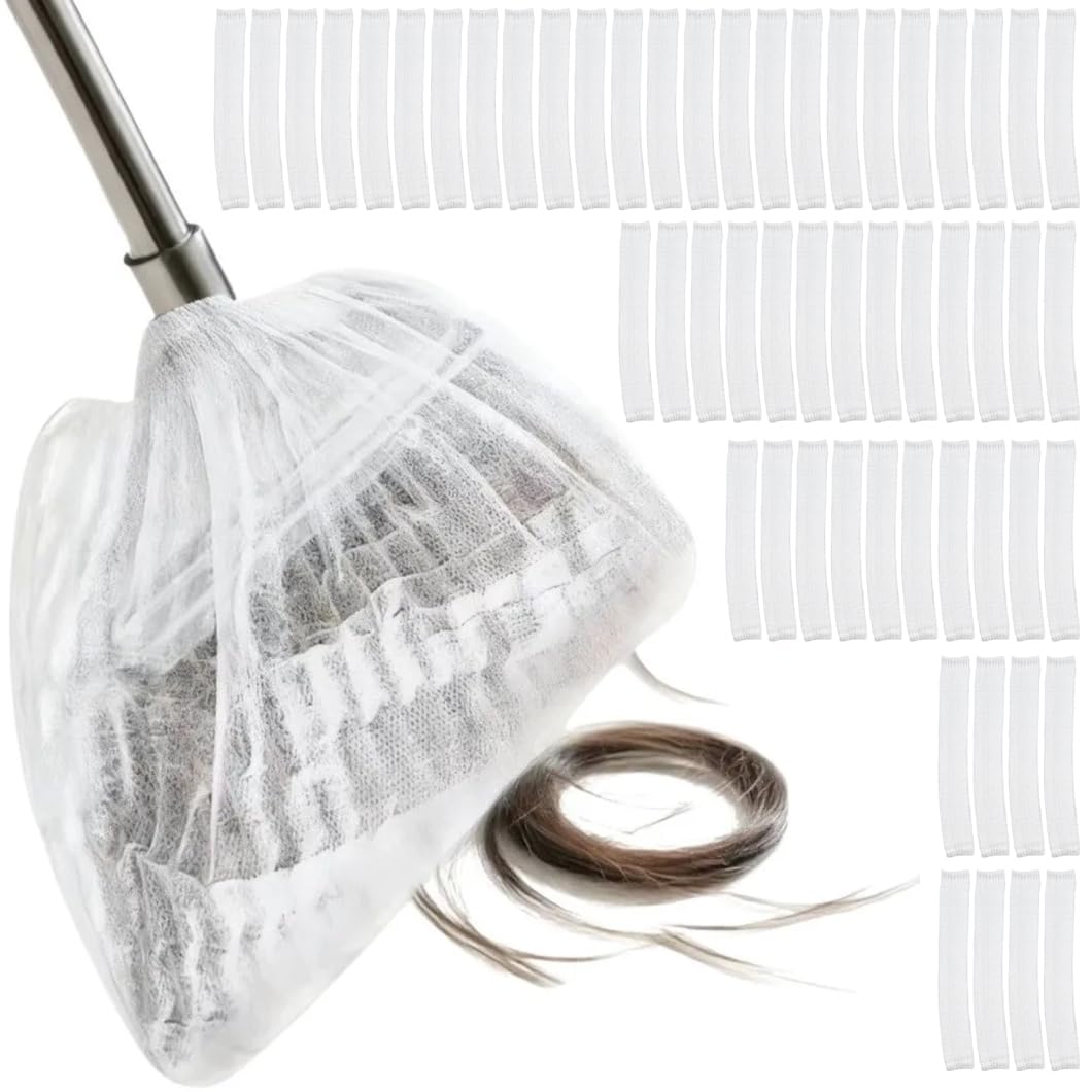Latemeia 100Pcs Disposable Broom Cover Stretchable Dust & Hair Catcher Sleeves Non-Woven Fabric Hygienic Cleaning Tool For Floors, Pet Hair, Lint, No Wash Needed, Broom Cover