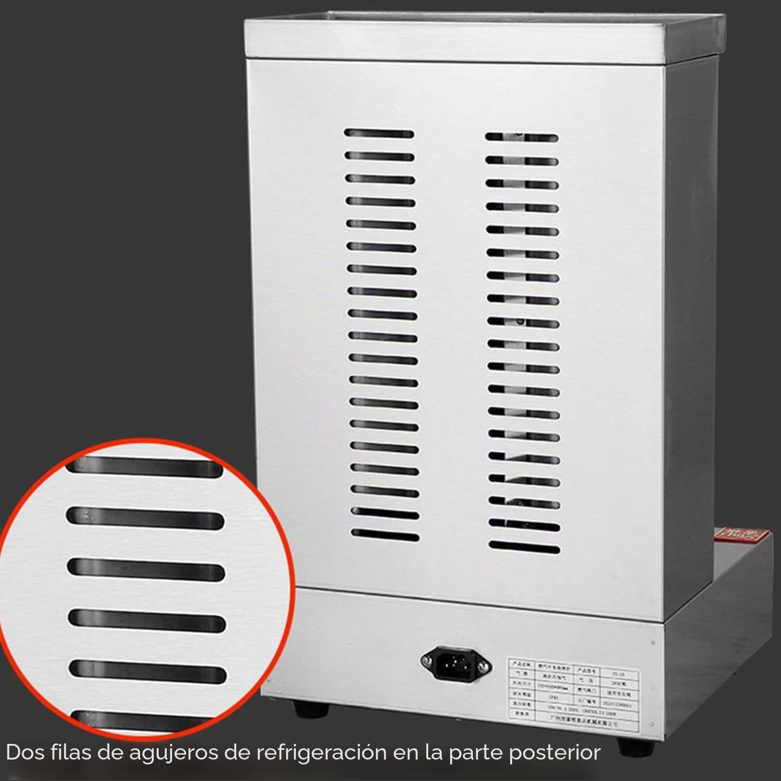 Máquina Kebab Doner Parrilla Comercial, Máquina Parrilla Gas Vertical, Limpieza Extraíble Acero Inoxidable, Potencia Fuego Ajustable, para Pavo Asado, Taco Asado Y Pollo Frito,Silver