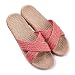 Huluwa Linen Slippers, Unisex Summer Skidproof Indoor Couples Home Outdoor Beach Sandals, Light Red, 7
