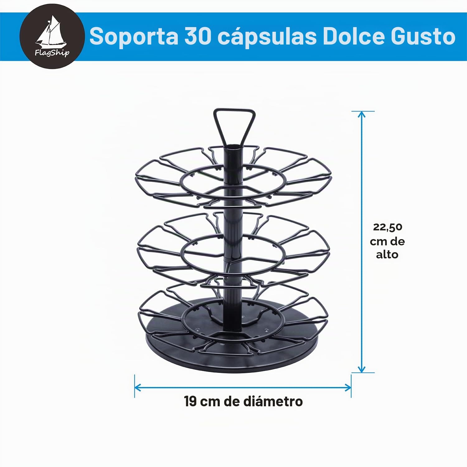 Flagship Soporte de cápsulas de café de tres niveles para Dolce Gusto en metal de montaje propio para Nescafé Dolce Gusto (capacidad de 30 cápsulas)