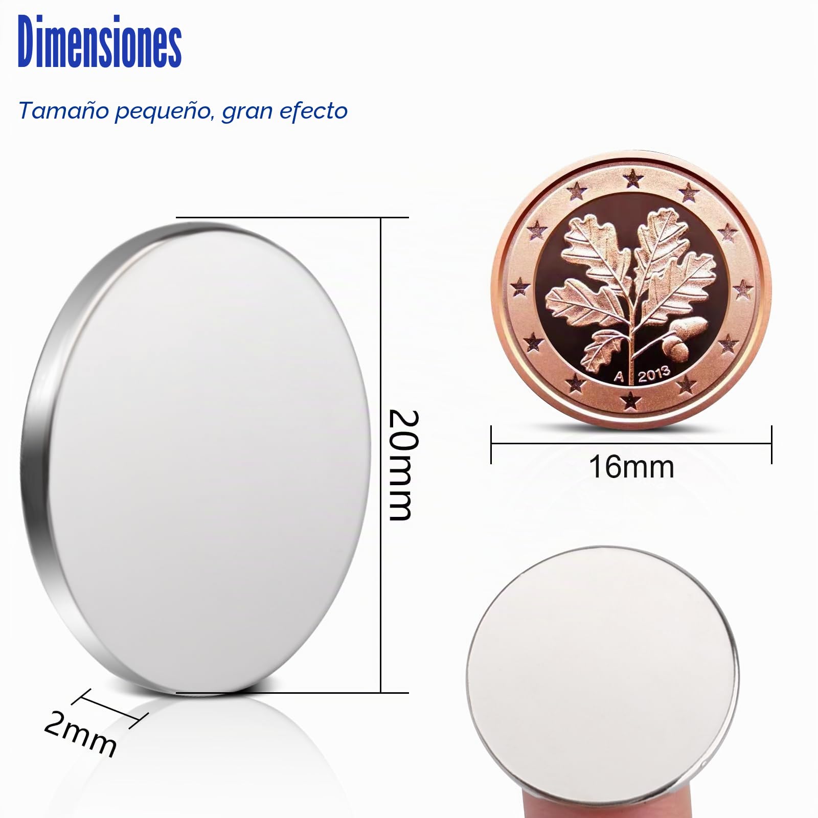 30 imanes de neodimio extrafuertes, 20 x 2 mm, imanes fuertes para pizarra magnética, autoadhesivos, pequeños, redondos, con adhesivo de doble cara para pizarra, cocina, manualidades, oficina