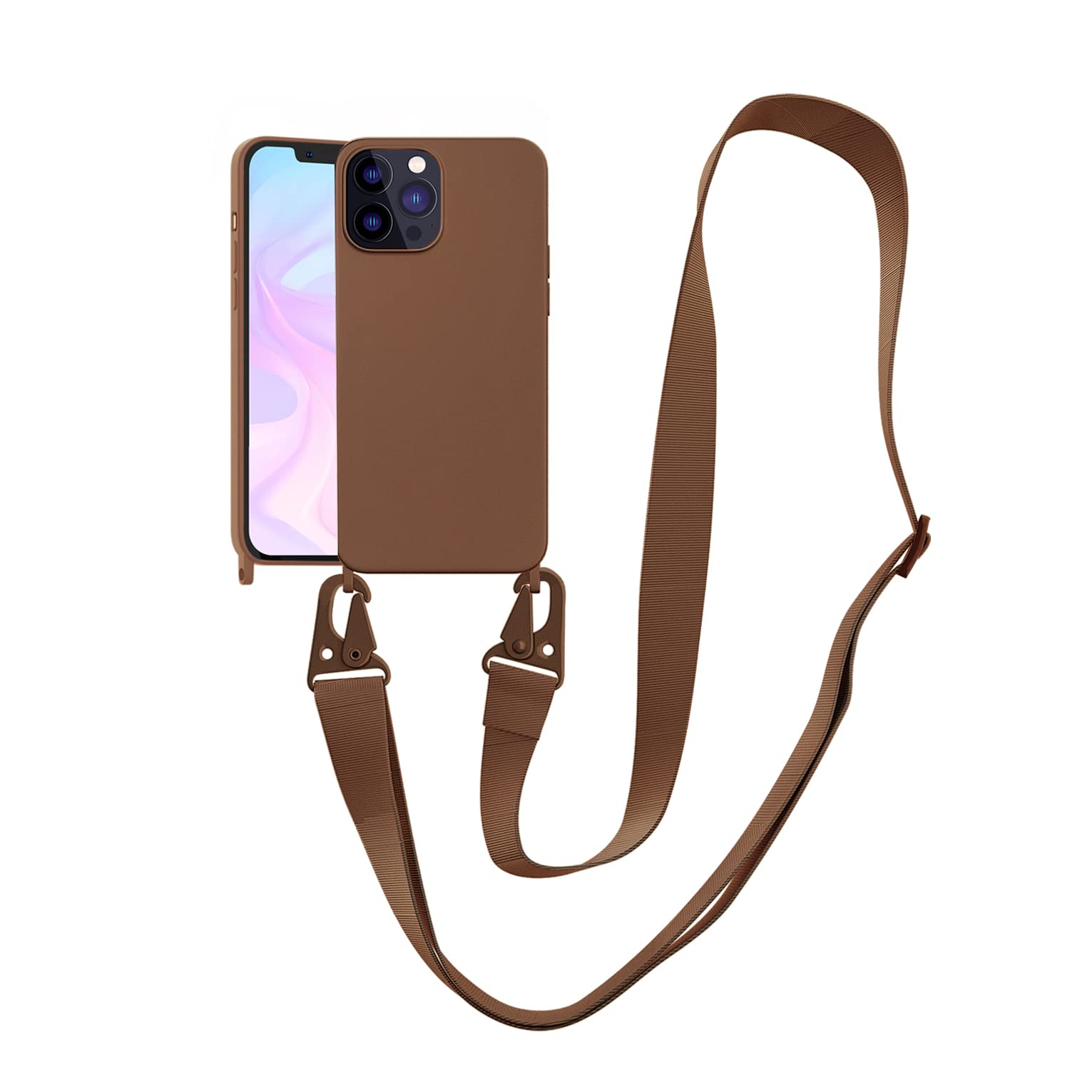 Custodia Magnetica Per IPhone 14 Pro Con Tracolla – Nylon E TPU, Ricarica Wireless, Anello MagSafe, Bianca, Protezione Antiurto - 2