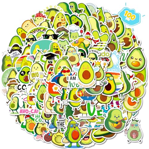 100枚セット アボカド グリーン ステッカー かわいい アニメ おしゃれ 防水 トレンディ 落書き 漫画 アウトドア DIY スノーボード スーツケース ギター 車 バイク 自転車 水筒 ヘルメット パソコン 携帯 ノート