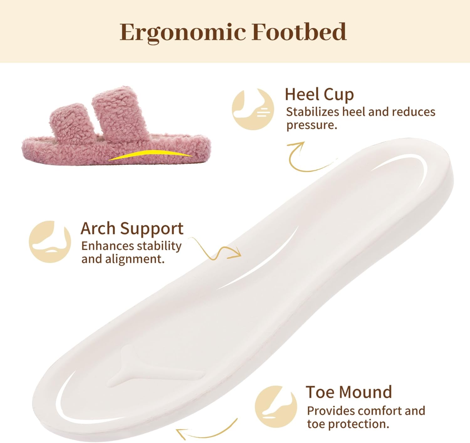 RockDove Women’s Pluffie Slippers with Arch Support & Memory Foam, Cozy Faux Fur Open Toe House Shoes, Gift-Ready Indoor Outdoor Comfort - Image 3