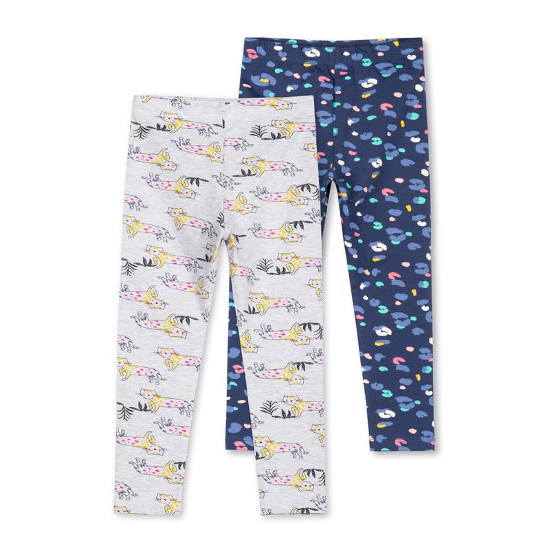 Image of Real Basics Girls Cotton Printed Non-Transparent Regular Fit Ankle Length Leggings (Set of 2)