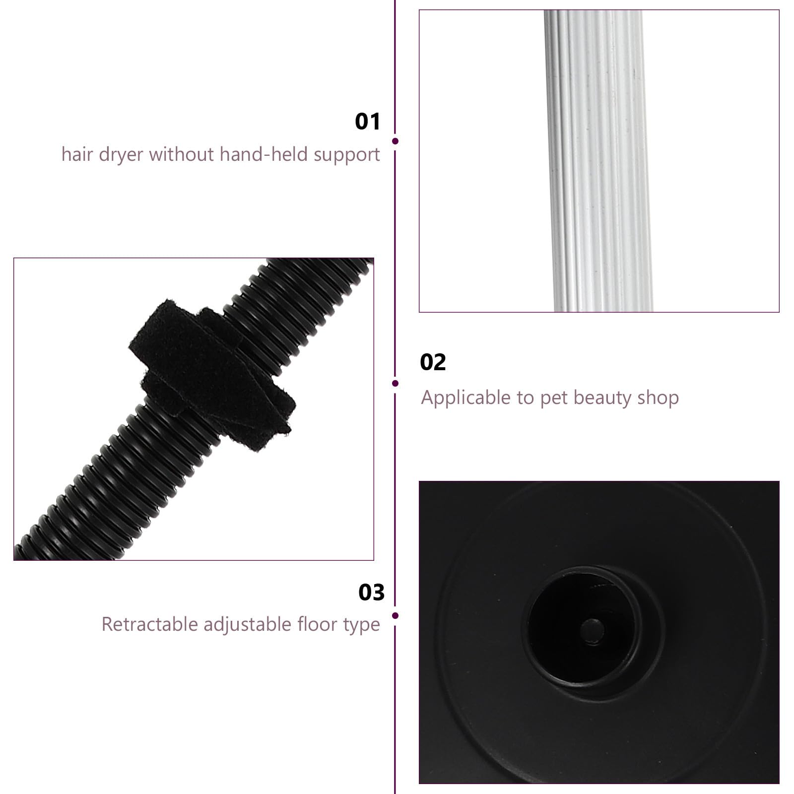 MAGICLULU Haartrocknerhalterung mit 360 Grad Rotation aus Aluminiumlegierung und Abs Einfacher Aufbau Freihändig Nutzbar für Schnelles Styling und Lockenpflege