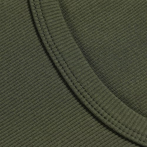 Image of Roselux Women's Summer Scoop Neck Short Sleeve T-Shirts Ribbed Knit Slim Fitted Casual Basic Top