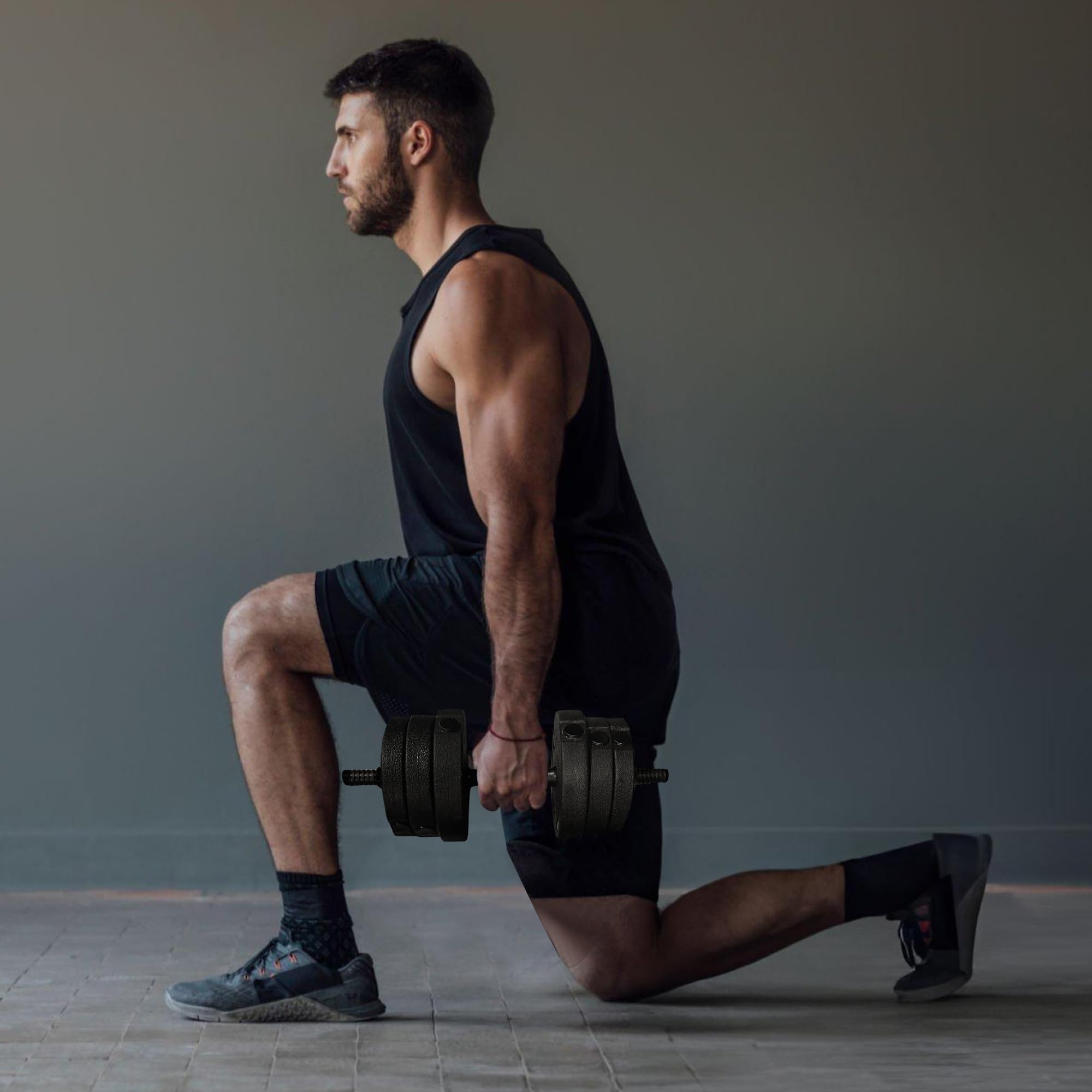 Mancuernas Ajustables, Pesas Ajustables para Gimnasio en Casa, Set de Pesas y Mancuernas para Musculación y Fitness, Entrenamiento de Fuerza, Negro