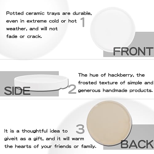 Miniatura 3 de LNQ LUNIQI Juego de 2 platillos redondos de cerámica de 4 pulgadas para macetas pequeñas de interior, hogar, jardín, exterior, macetas, platillos