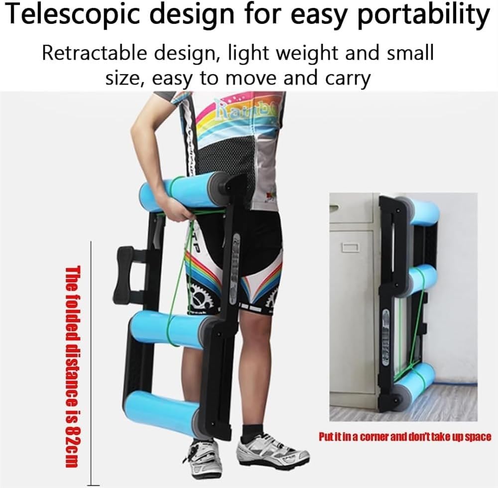 Home Bicycle Folding Rollers, Professional Indoor Bike Parabolic Roller, Adjustble Bike Trainers for 24""-29"" Mountain Bike and 700C Road Bike