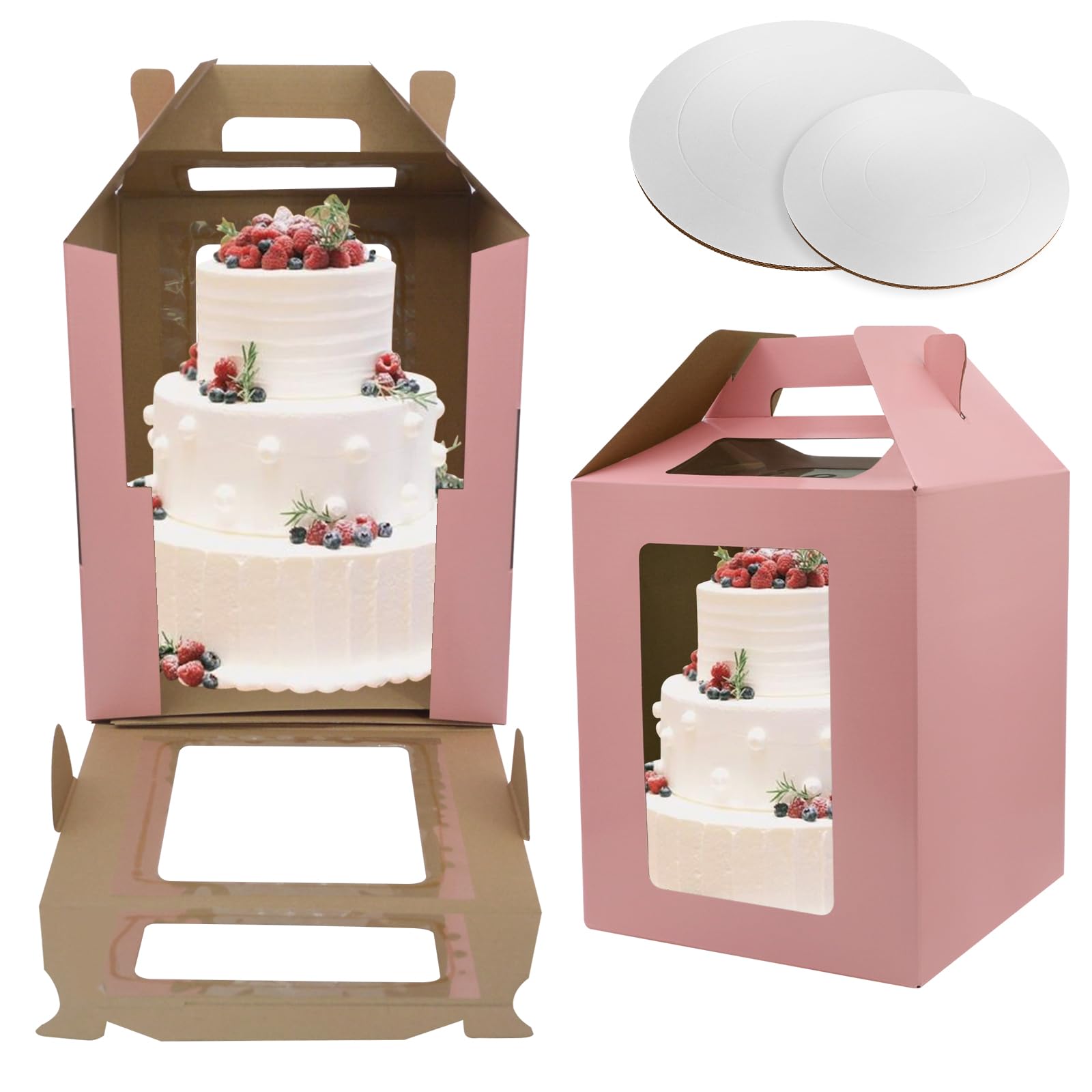 Amazon.com: LEKAOTSH 2 Pack Tall Cake Boxes with Window