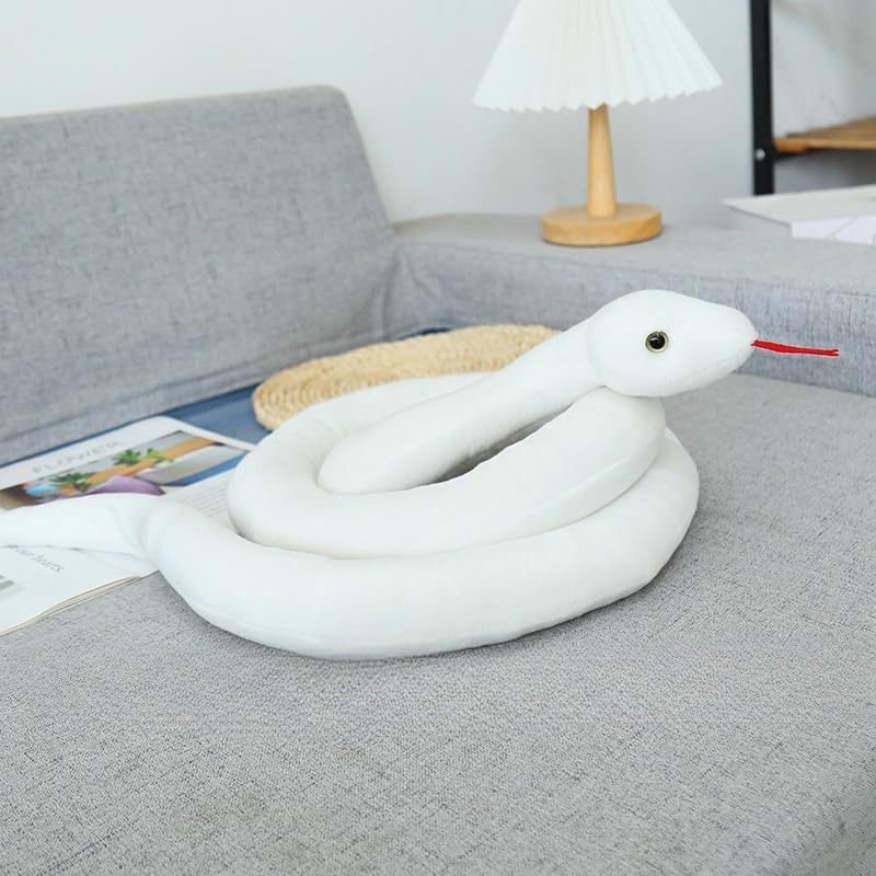 Giant Boa Constrictor 80 Inch Snake Plush Large Realistic Stuffed Animal Snake Plush Toy Gifts for Kids Birthday Party Prank Props (White) - Image 2
