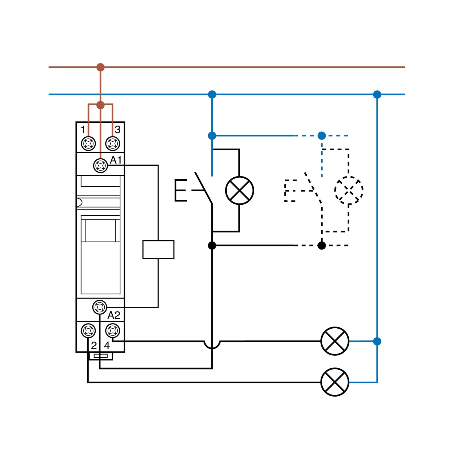 Finder 202282300000PAS Stromstoßschalter, modular, 230 VAC, 2 Schließkontakte, 16 A