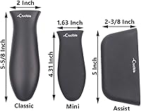 Vista 4 de Soportes de silicona para mango caliente, paquete de 3 mezclados (negro)