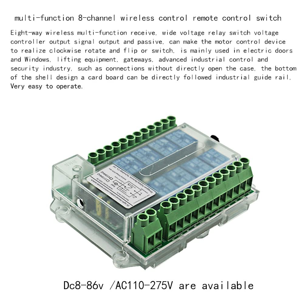 Interruptor de control remoto inalámbrico RF de 8 canales CC 9-72 V, interruptor de control remoto inalámbrico