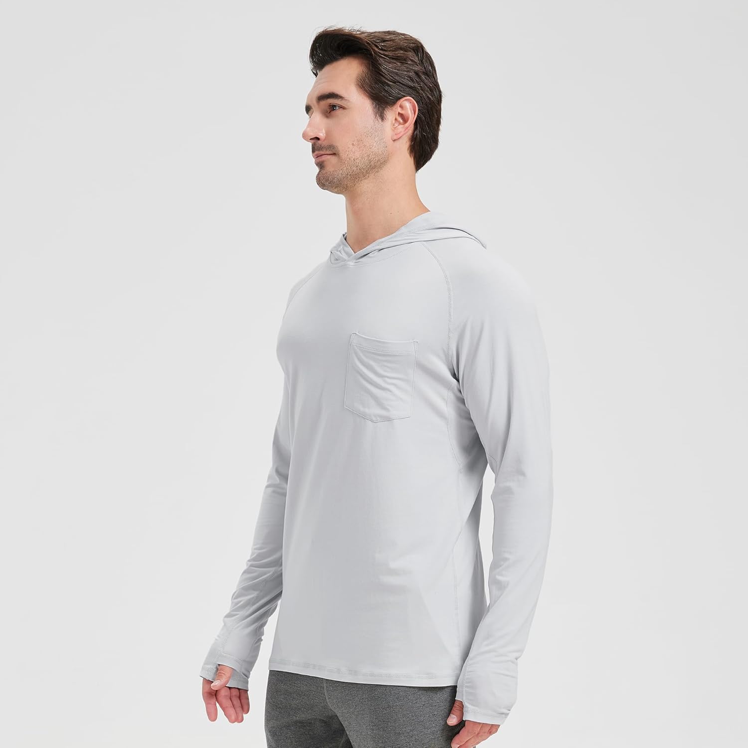 netdraw Men's Bamboo Viscose Performance Hoodie with Pocket UPF 50+ Long Sleeve Lightweight Hiking Athletic Sun Shirt - Image 3