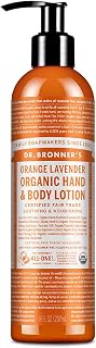 Organic Lotion (Orange Lavender, 8 Ounce) - Body Lotion and Moisturizer, Certified Organic, Soothing for Hands, Face and Body, Highly Emollient, Nourishes and Hydrates, Vegan, Non-GMO