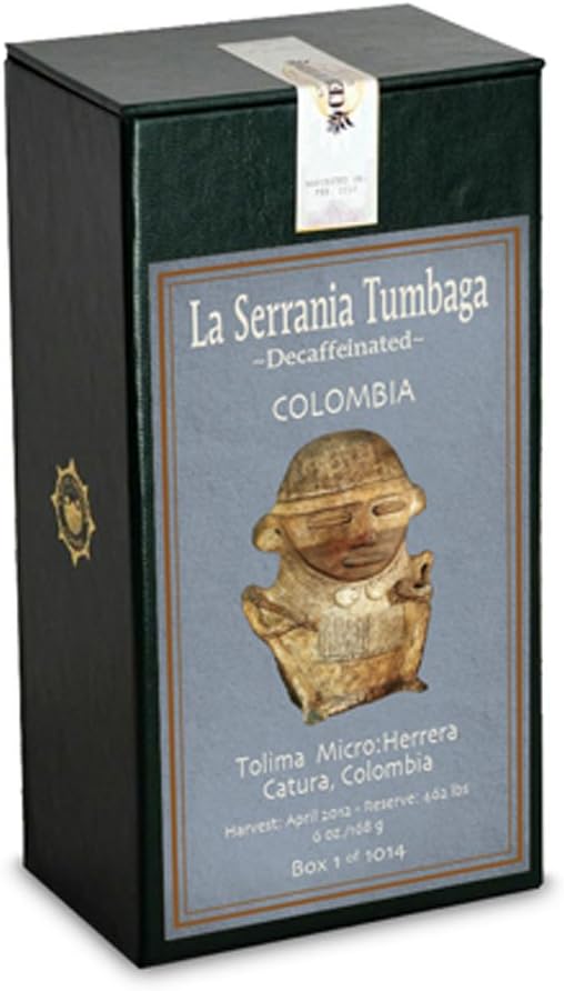 SOLD OUT! Exotic Origins Coffee: 3 Boxes of 88 Point – Decaf – La Serrania Tumbaga – Varietal: Caturra – Herrera Micro Climate, Tolima Region, Colombia – Limited Reserve of 462 Pounds – Save 10% on Three Sequentially Numbered Boxes of 1,014 – Whole Bean – 6 Oz.