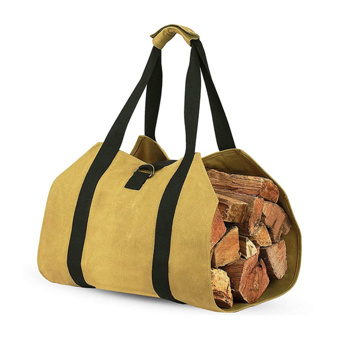 Waxed Canvas Firewood Storage Bag, Outdoor Portable Firewood Carrier With Handle For Camping And Home