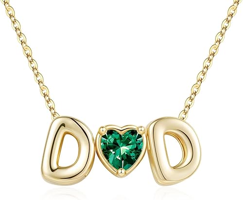 M MOOHAM Heart Two Initial Necklaces for Women - Initial Birthstone Necklaces Le