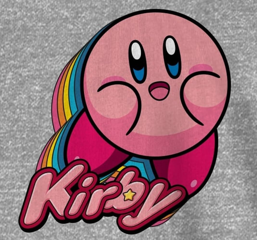Kirby Colorful Character Youth Athletic Gray Long Sleeve Graphic Tee