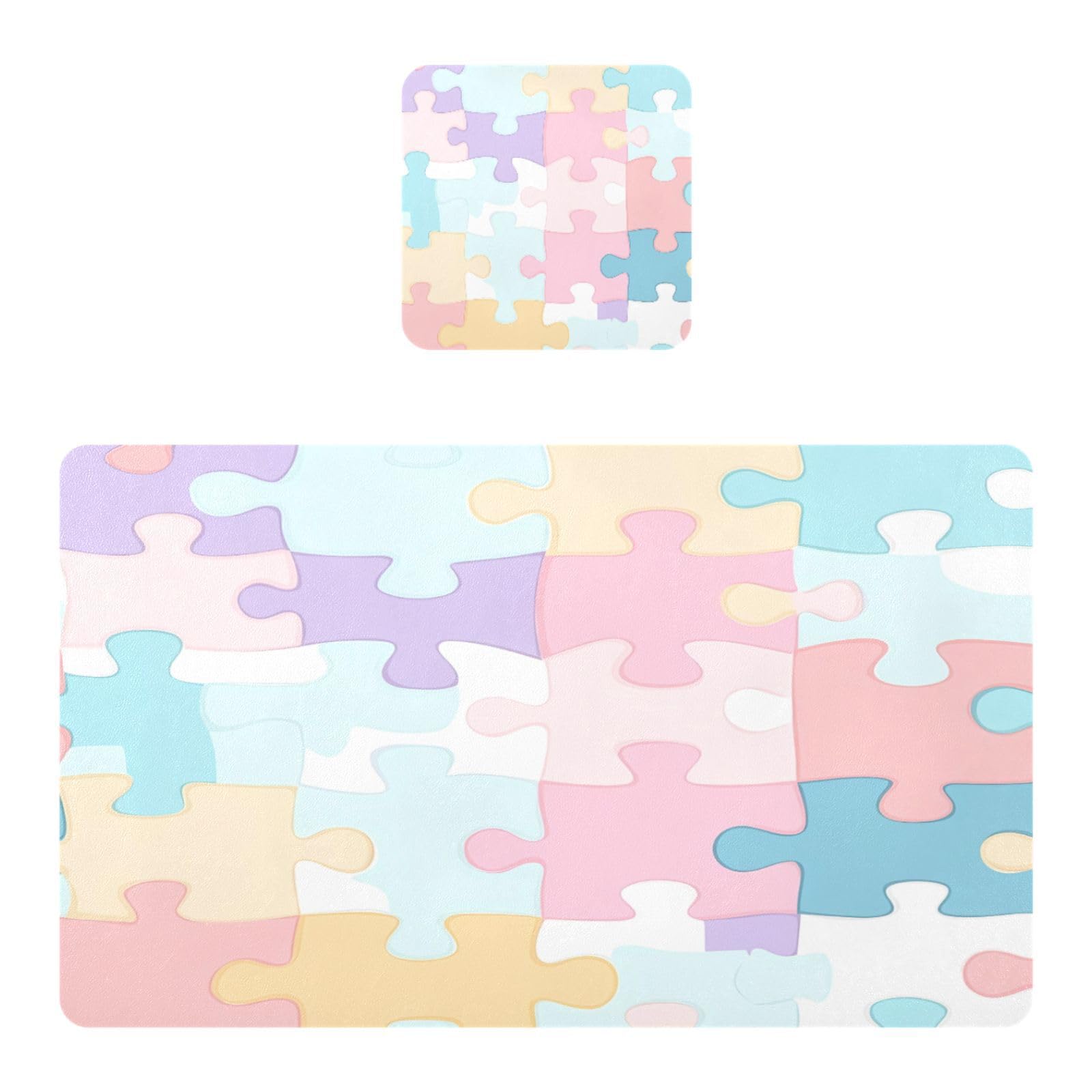 BURSTDDY Colored Puzzle Placemat Waterproof Place Mat for Dining Table