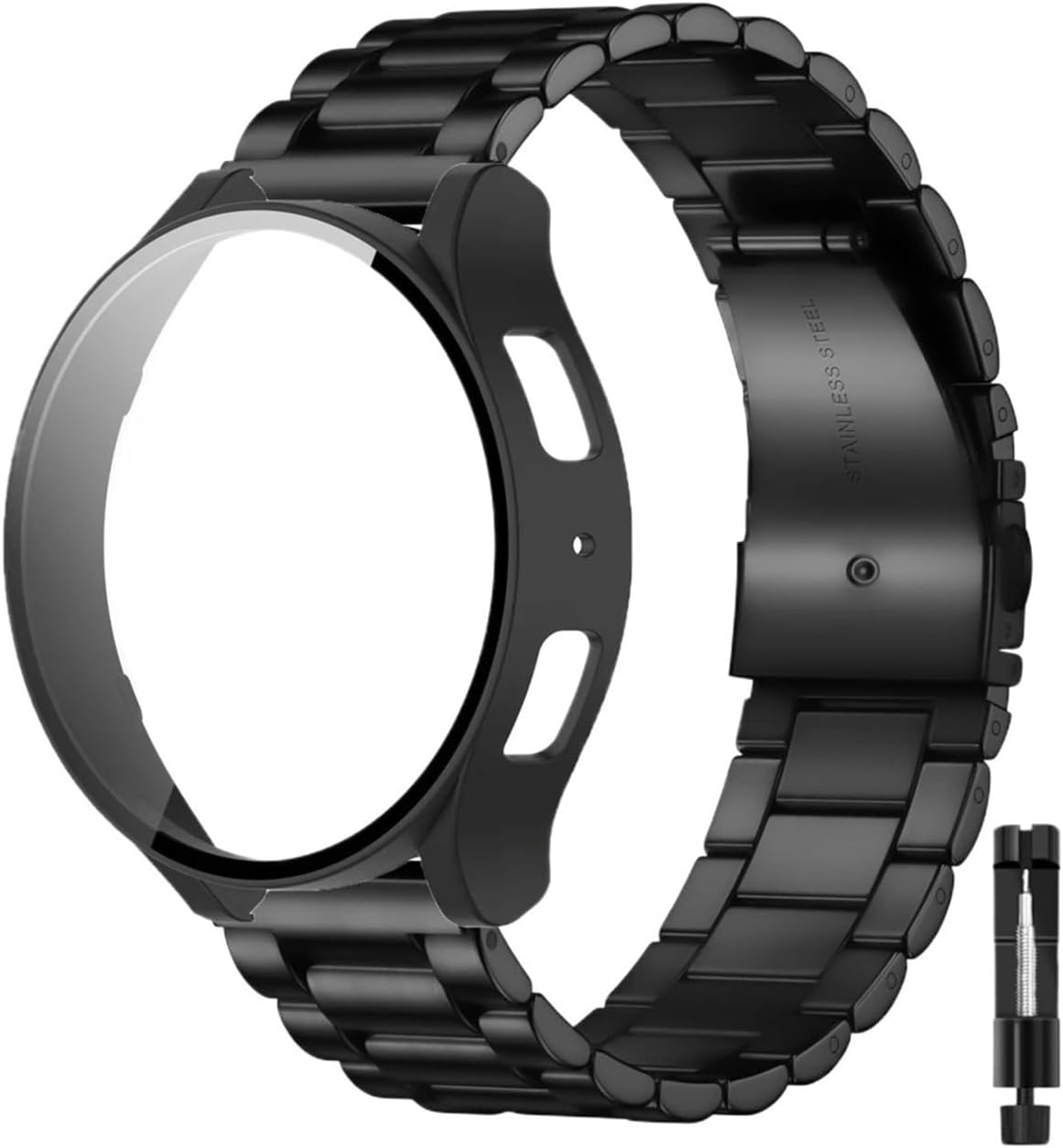Stainless Steel Watch Strap+PC Case For Samsung Galaxy Watch 7 FE 6 5 4 44mm/40mm Replace Protective Case Metal Band Accessories