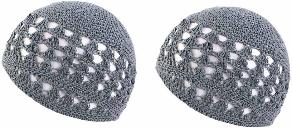 CHARM zomer gebreide muts in Kufi gebedsmuts stijl - Heren Dames Beanie van katoen hoed zonnecap, donkerbruin, L