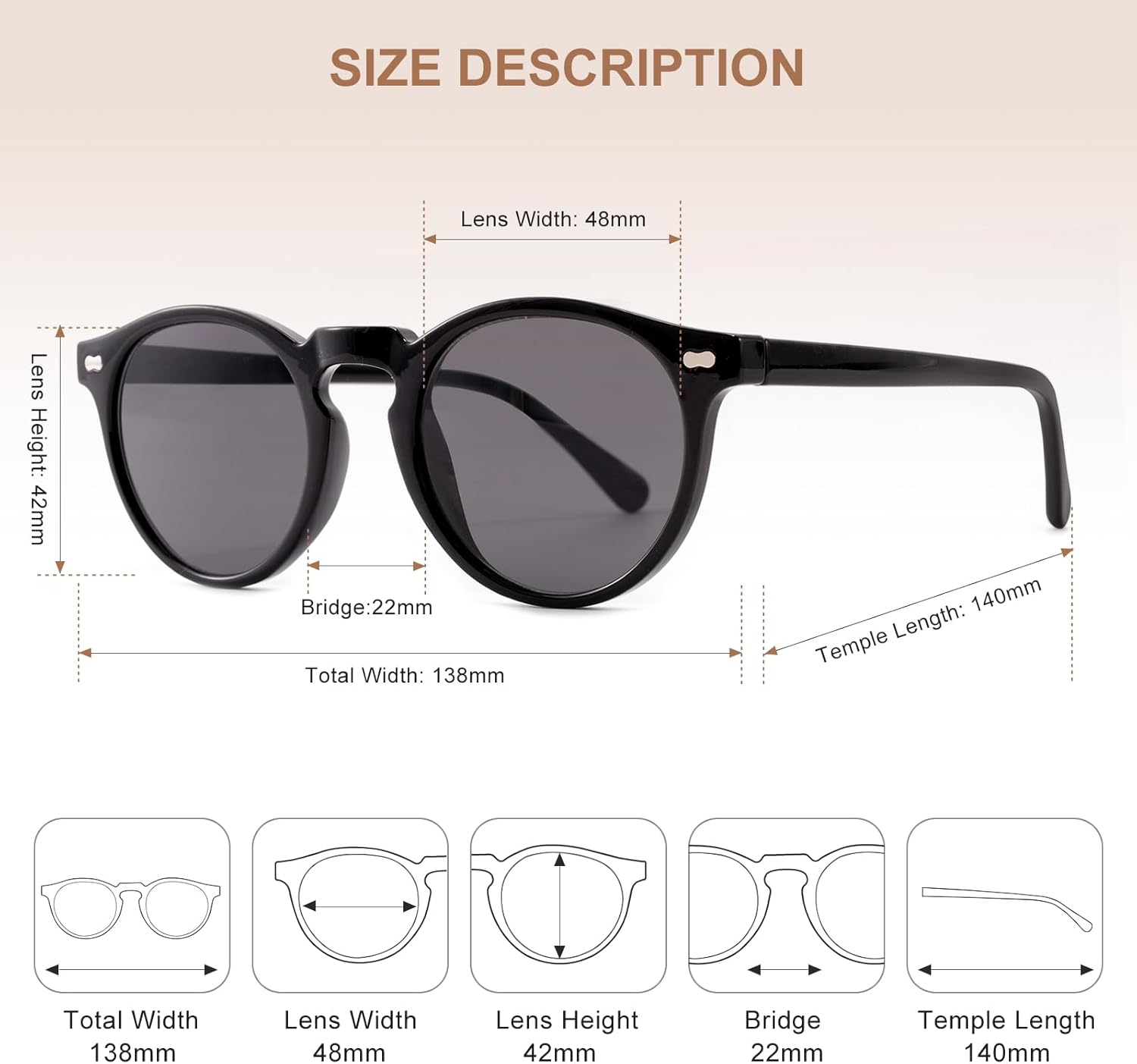 Round Sun Readers for Men & Women, Full Lens Reading Sunglasses with UV400 Protection & Spring Hinge - Image 5
