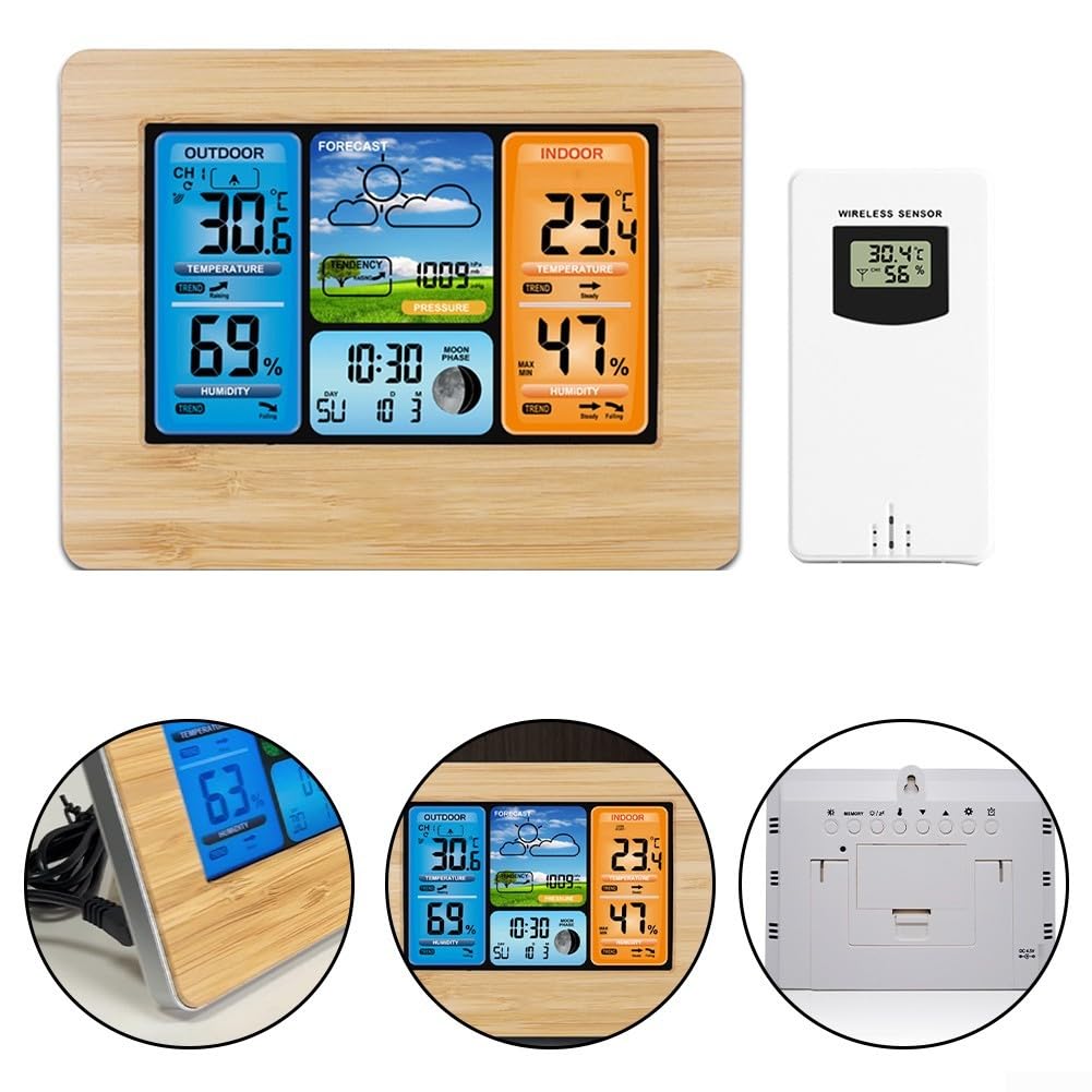 Smart for Weather Station WiFi per abilitato - Monitoraggio in tempo reale della temperatura e dell'umidità delle fasi lunari Previsioni a 5 giorni App Controlled per Alexa per Smart Home