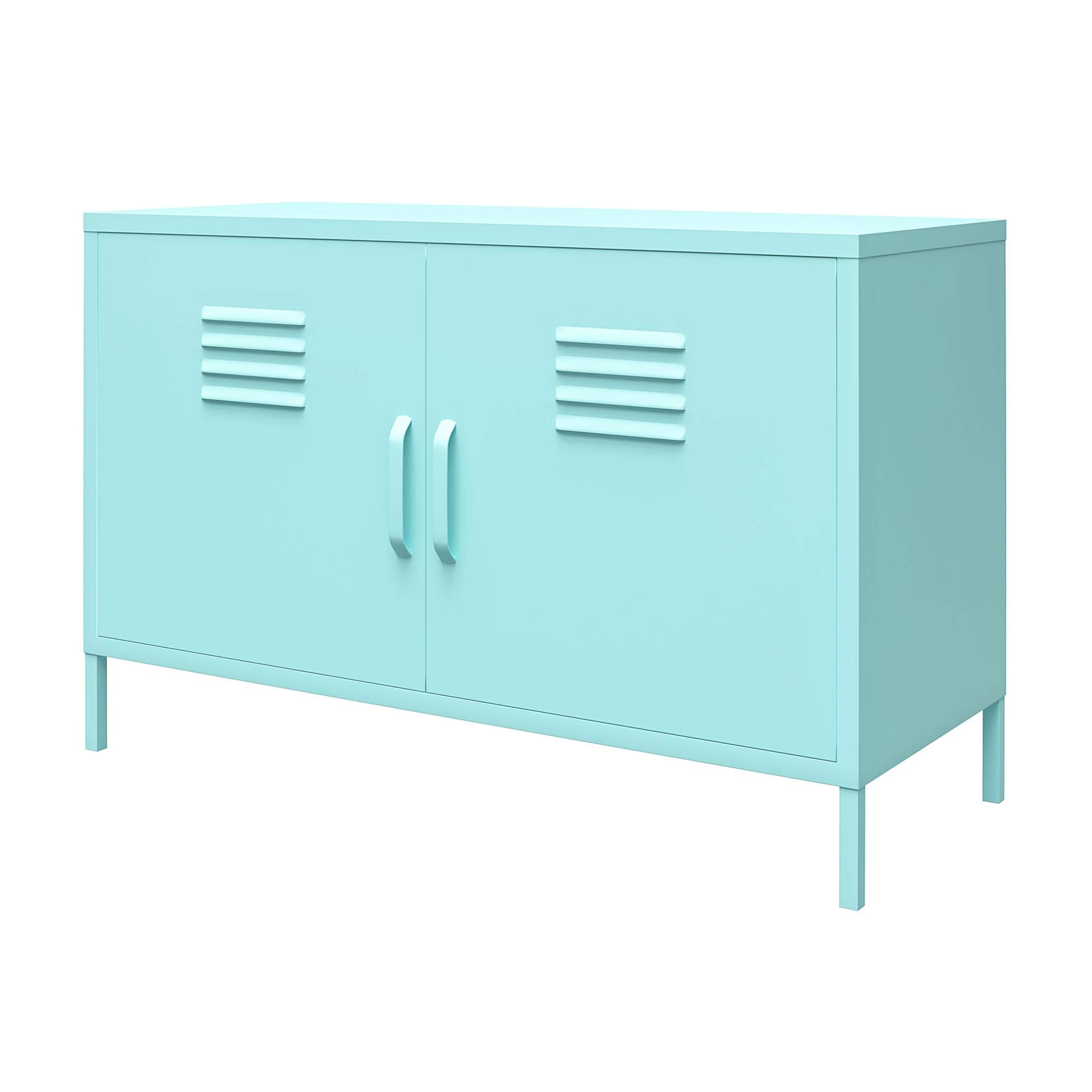 Dorel Home Furnishings Hochschrank mit 2 Türen in Metall, Mint – Pulverbeschichtet, 2 Regale