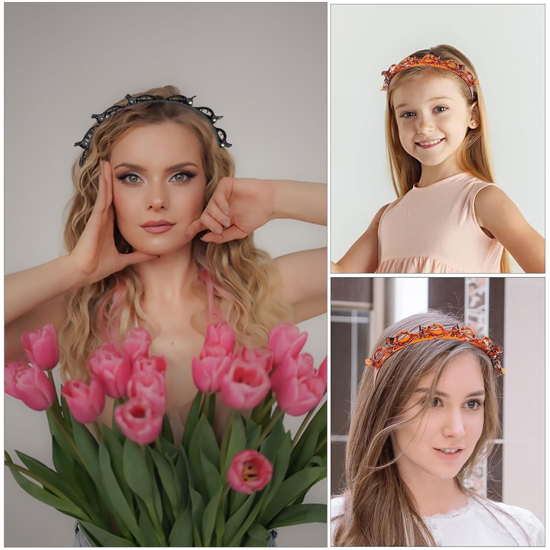 ZKGYUS - Bangs Hairstyle Hairpin, 2 PCS Frisurenhilfe Haarreif mit Klammern, Haarnadeln Friseurbedarf, Stirnband Haarhalter Haarschmuck Haarband,Haarband mit Clips, Twist Clip Stirnband