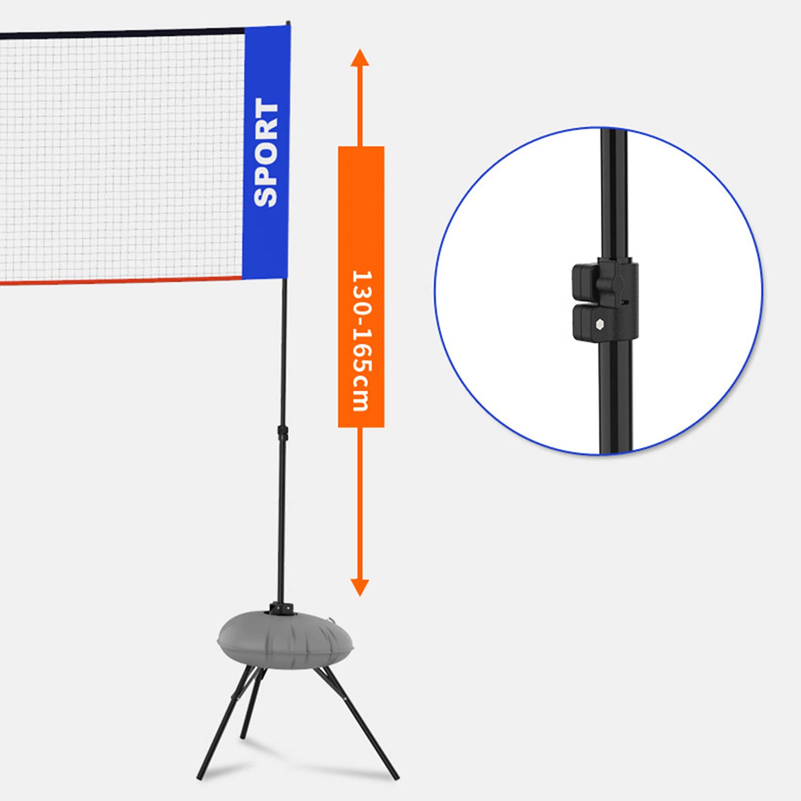 Badminton Tennis Pallayball Net Frame Portatile Standard Net Esternal Block Esterni Net Pieghevole Piegatura Semplice Semplice Net Post Staffa in Acciaio Inox(Size:4.1m)
