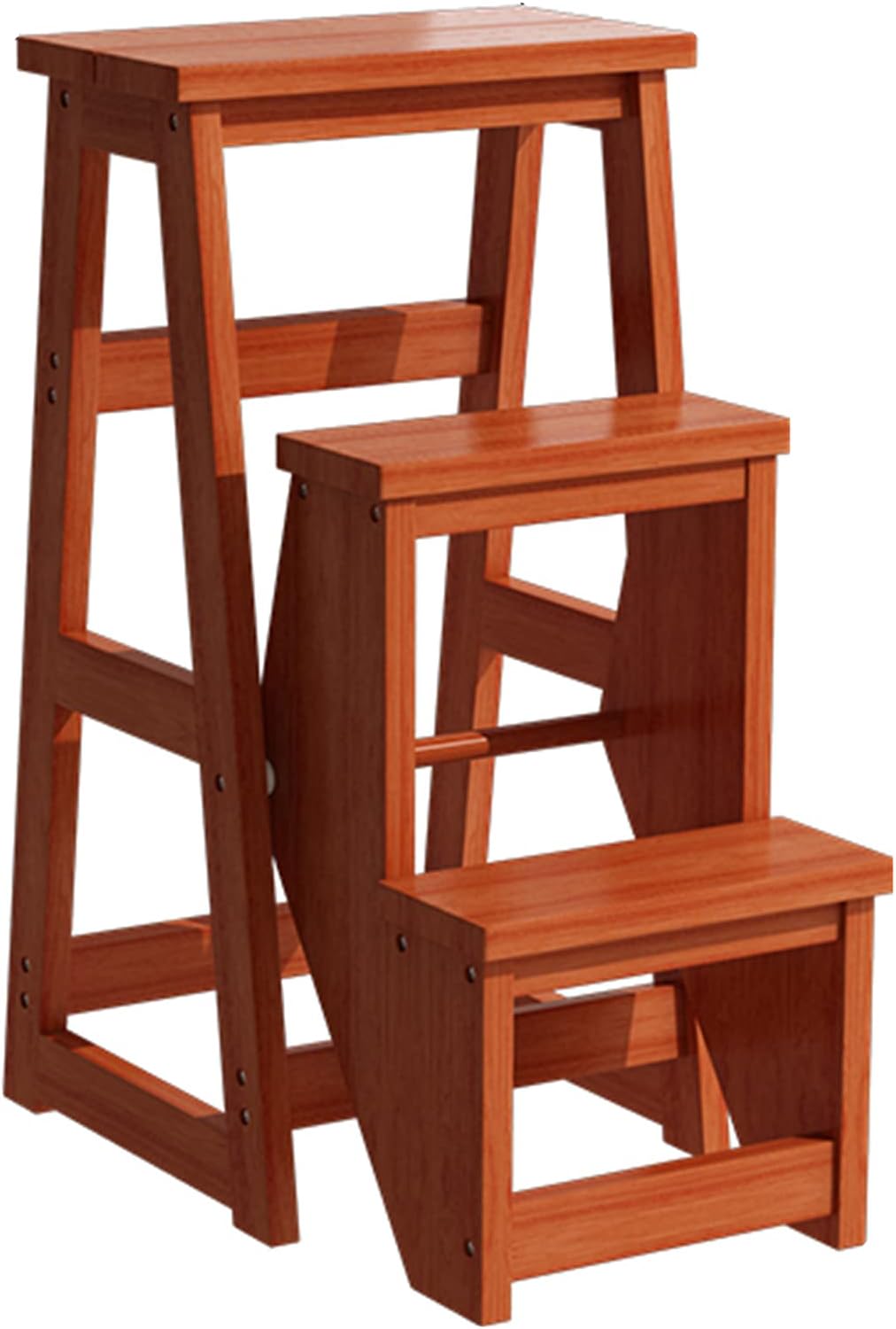 Modern Multi-Functional Step Stool Library Ladder Chair Library Furniture Folding Wooden Stool Chair Step Ladder for Home Maximum Load 150kg