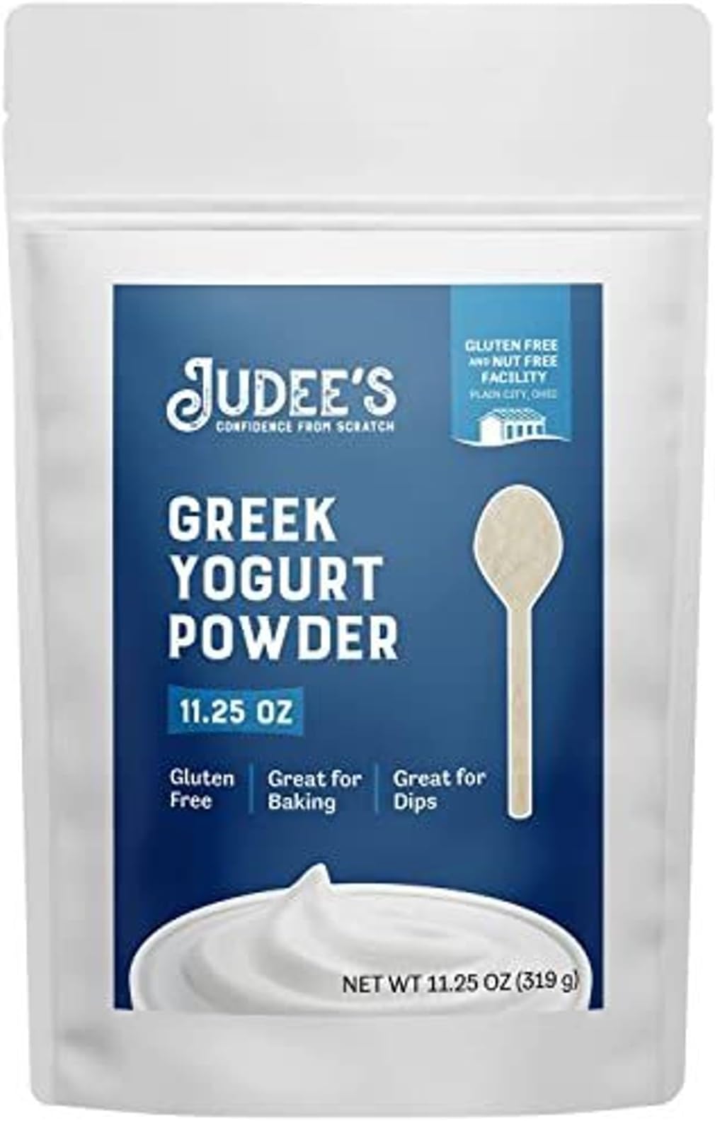 Judee's Gluten Free Greek Yogurt Powder - Fat-Free & Gluten-Free Base - Smoothies & Powdered Greek Yogurt High-Protein Recipes - Baking & Salad Dressing - 11.25 Oz