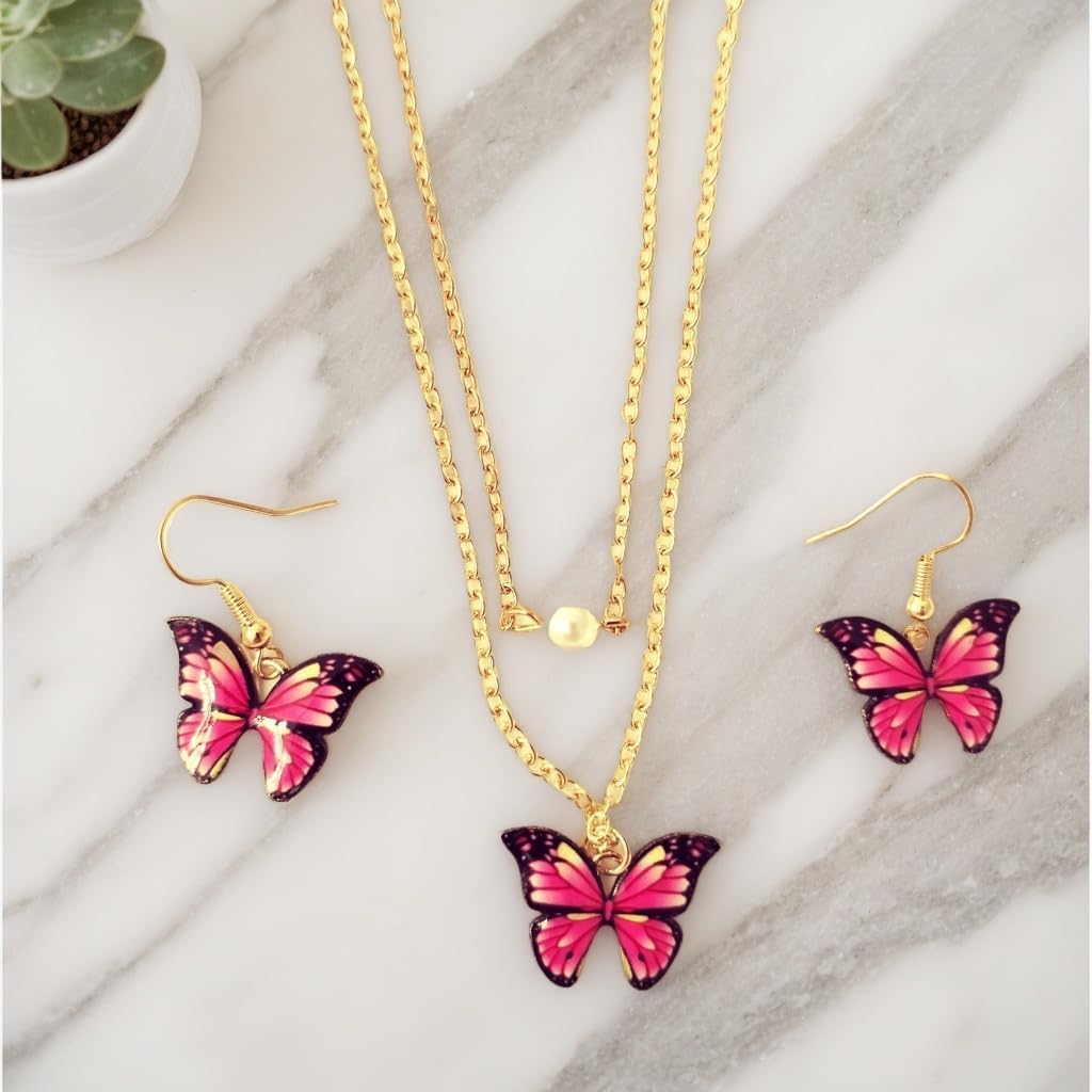 Jewelry Set for Women Butterfly Alloy Artificial Crystal Earrings Pendant Necklace Ring Wedding Party Prom Anniversary Birthday Engagement for Bridal Bridesmaid Girlfriend image 3