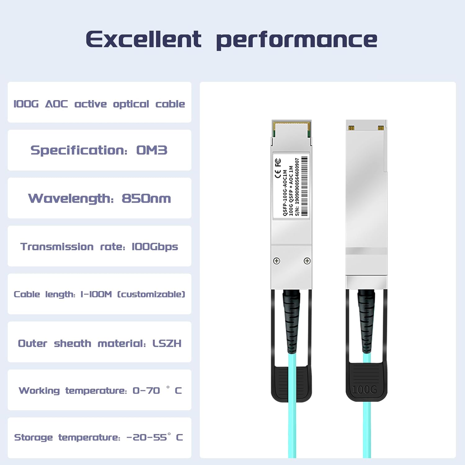 100G QSFP28 to QSFP28 AOC Active Optical Cable 2Meter/6.6ft - Fit for Juniper Devices, OM3 MMF Active Direct-Attach Fiber Stacking Cable, 100GBASE Ethernet High-Speed Optical Cables