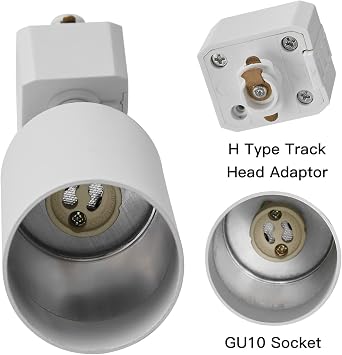 VANoopee GU10 Track Lighting Heads H Type White LED Track Light Heads Compatible with Halo Style System, MR16 GU10 Base Adapter Ceiling Spot Light Fixture Direction Adjustable, Pack of 4, No Bulbs
