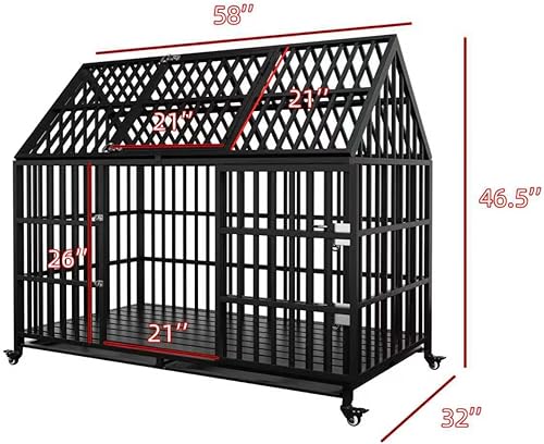 Miniatura 17 de Jaula para perros indestructible resistente de 54 pulgadas con alfombra, a prueba de escapes, con ruedas bloqueables, puerta doble de alta ansiedad