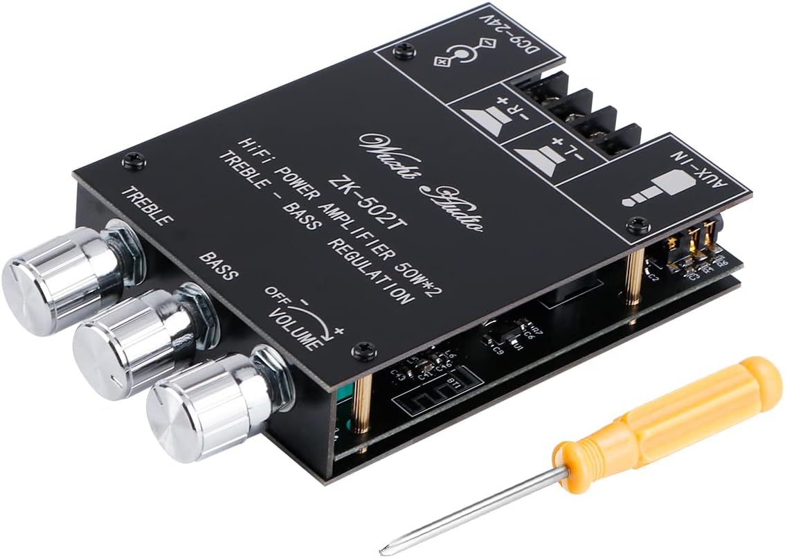 Bluetooth Amplifier Board Hifi Stereo - Audio Amplifier Module 2.0 Channel TPA3116D2 Class D Mini Digital Amplifier Bass Treble Control 2X50W 12V-24V