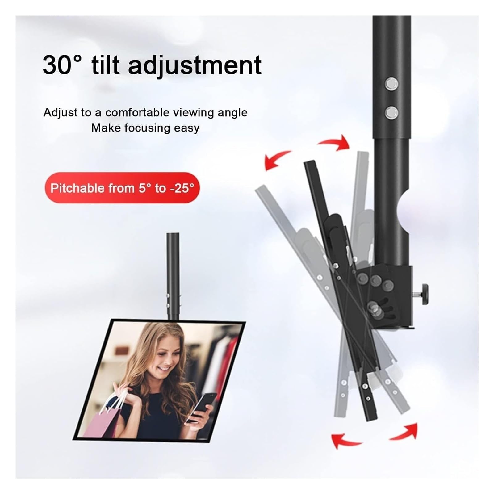 KEuLen Supporto per TV da Soffitto, Supporto da soffitto for TV inclinabile e Girevole, Adatto for TV da 39 a 90 Pollici, Fissaggio con Vite di espansione