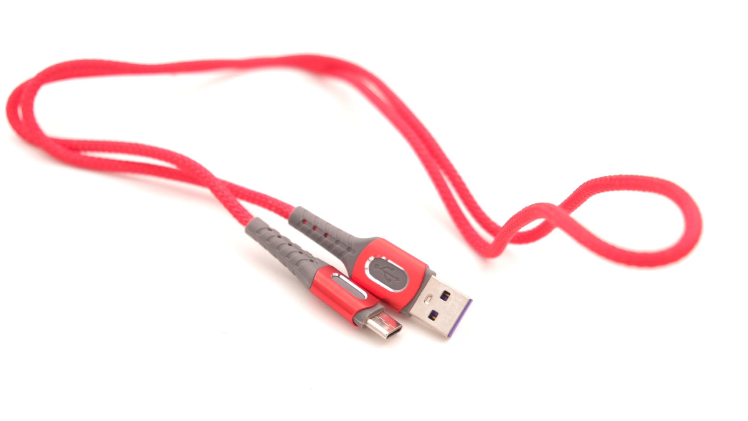 USB-A To Type-C, 5 Amper Şarj Ve Data Veri Kablosu, Örgülü ve Hızlı, Kırmızı, 1 Metre,