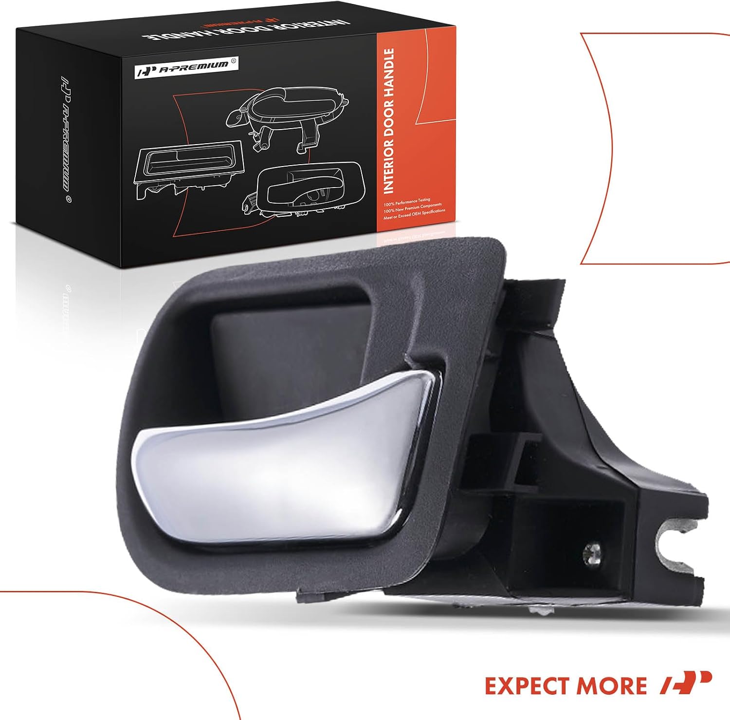 A-Premium Front Right Passenger Side Interior Door Handle Compatible with Honda Accord 2003 2004 2005 2006 2007 Sedan, Black Housing with Chrome Lever, Replace# 72120-SDA-A02ZC, 72120SDAA01ZA