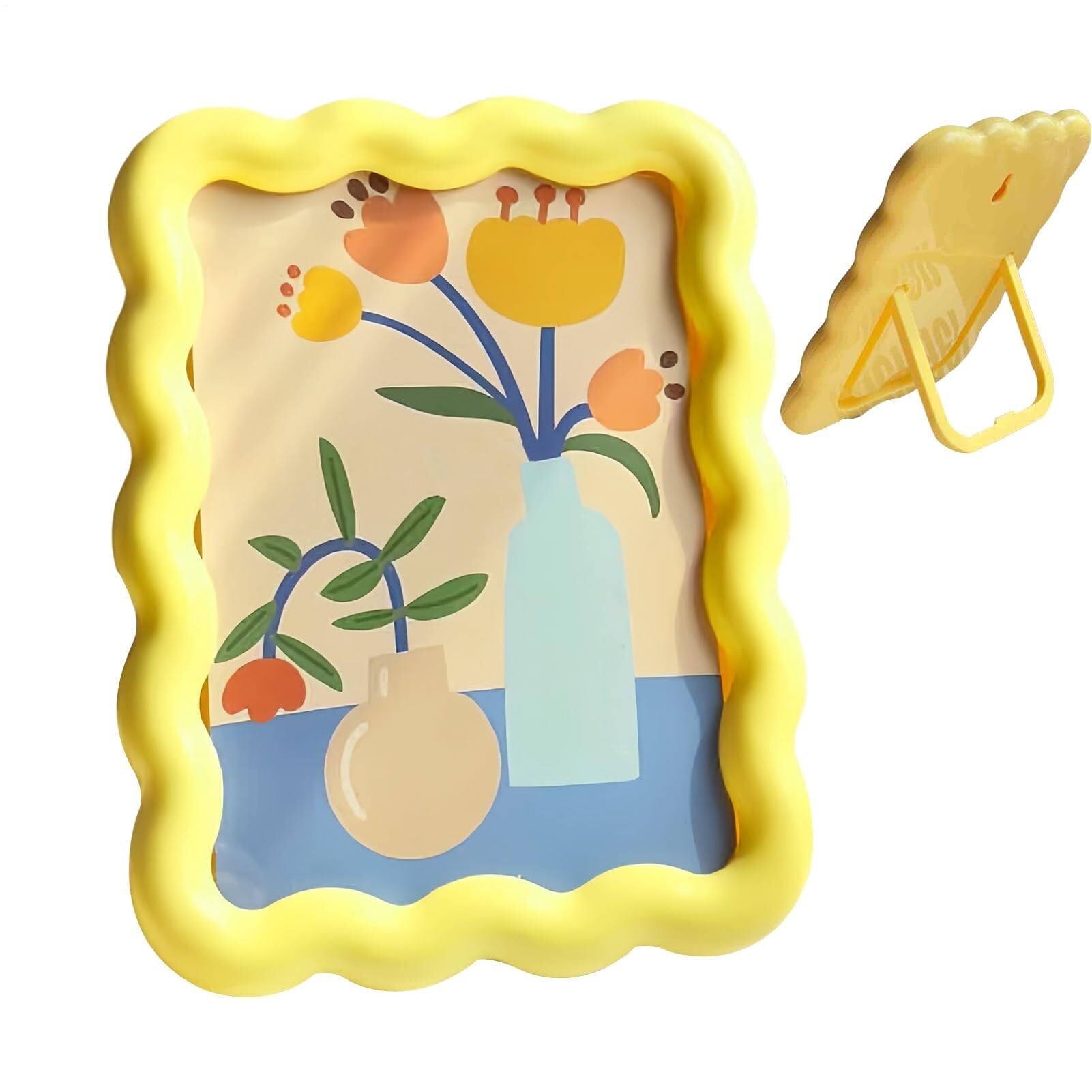 Universal photo frame, cute, desktop decoration, stylish home décor, suitable for weddings, dormitories, office desks, farmhouses, children's rooms, studios, and birthday gifts.(Yellow)