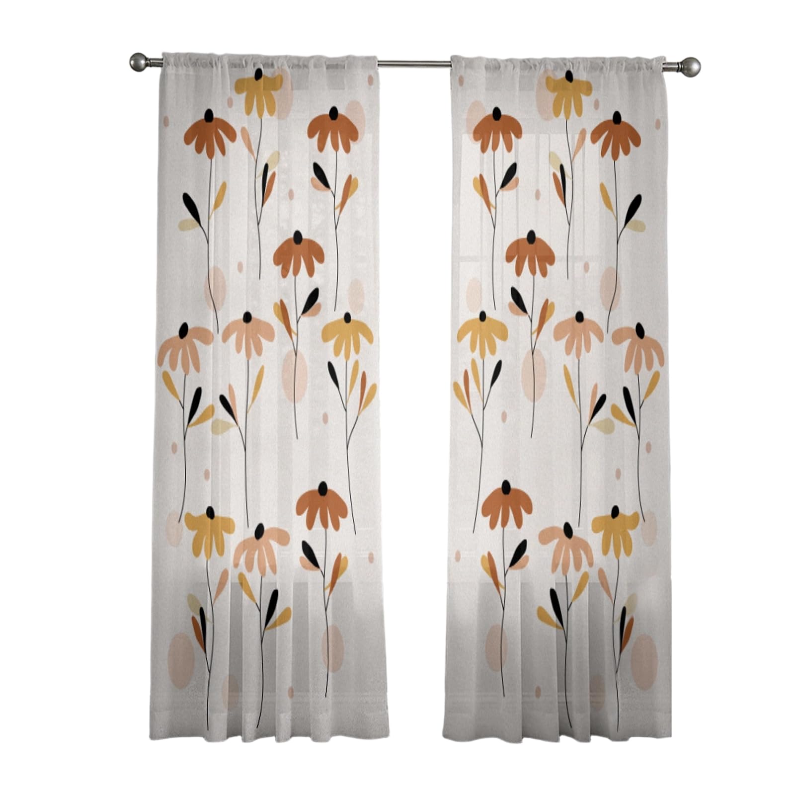 Elnwnnkc Pattern Window Curtain Polyester Sheer Panel with Rod Pocket for Living Room Bedroom Sheer Privacy Window Screen